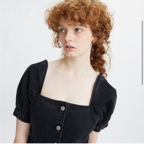 NWT 🖤 LEVI'S RHODE DENIM MINI DRESS BLACK MEDIUM 🖤 - Picture 2 of 15